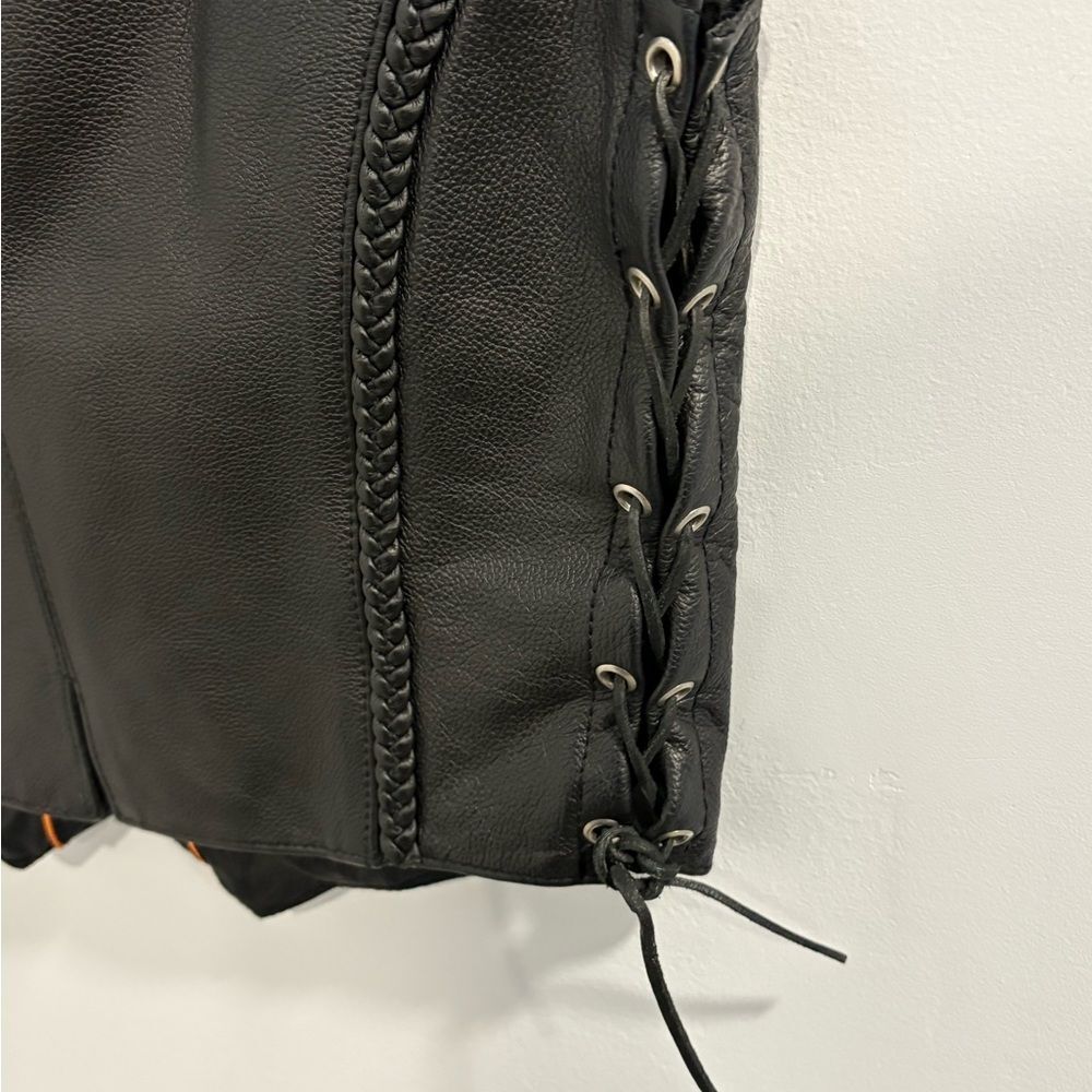 Vintage First Classics Black Leather Motorcycle Biker Vest - Picture 13 of 14